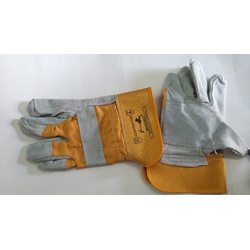 Leather Gloves - Yellow Grey
